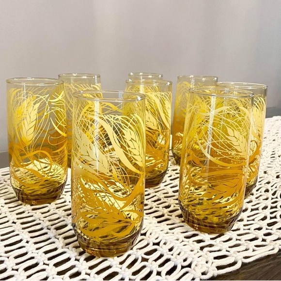 VINTAGE Libbey Golden Harvest Wheat Pitcher and 8 tumblers - Picture 4 of 4